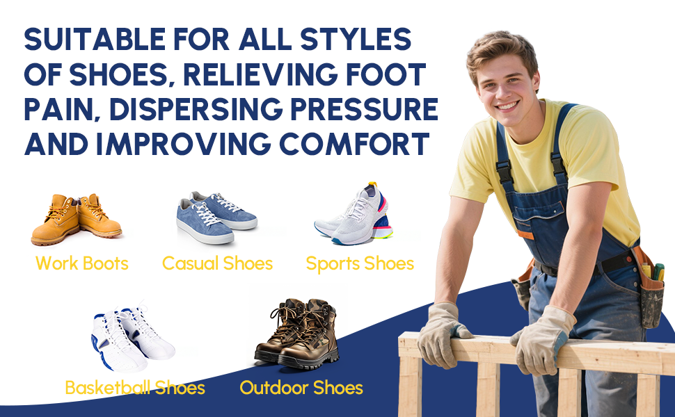 Plantar Fasciitis Insoles for Men Women,High Arch Support for Pain Relief,Shoe Inserts Orthotic for Flat Feet,Work Boot Insoles for Shock Absorbing Inserts (Fit for Standing All Day) B-XL - Image 4